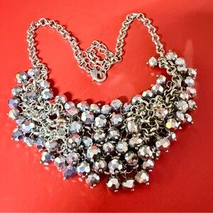 Silver Crystal Cluster Necklace Vintage